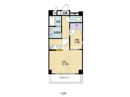 カスティージョ上林(1LDK/9階)の間取り写真