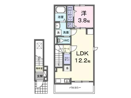 南プス・レジデンス(1LDK/2階)の間取り写真