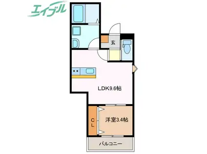 LECOCON四日市IX(1LDK/2階)の間取り写真