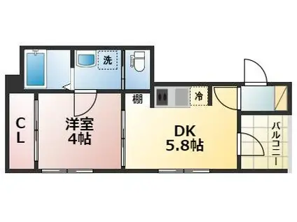 ハーモニーテラス大今里III(1DK/3階)の間取り写真