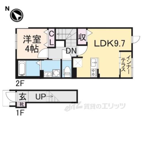 VALENTE SAZANAMI(1LDK/2階)の間取り写真
