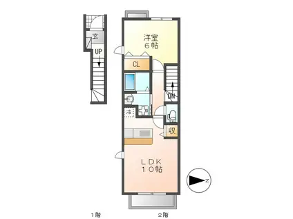 CASA 18(1LDK/2階)の間取り写真