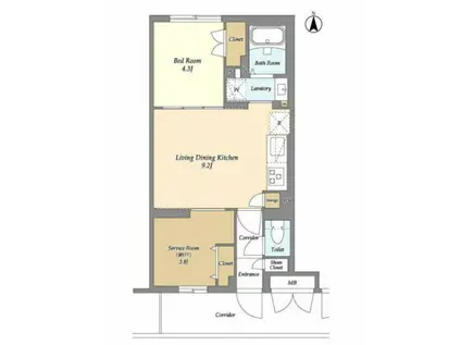 ラクラス中野南台(1SLDK/4階)の間取り写真