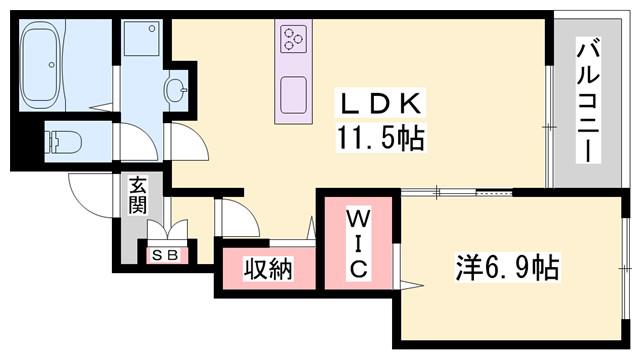 プロスぺリテIV B棟(1LDK/1階)の間取り写真
