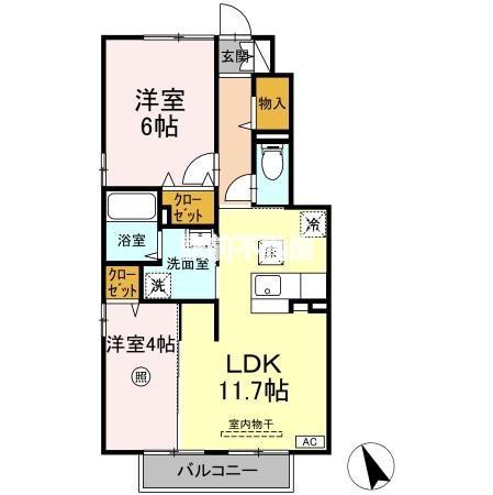 クレール吉野(2LDK/1階)の間取り写真