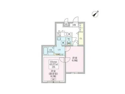 スカイラシクラス平和台(2K/3階)の間取り写真