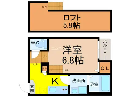 リブフラット藤江(1K/1階)の間取り写真