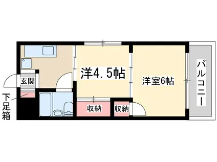 東三国シャトー雅苑(2K/5階)の間取り写真