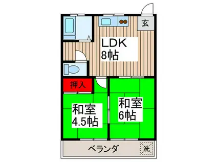 コーポスズキ(2LDK/1階)の間取り写真
