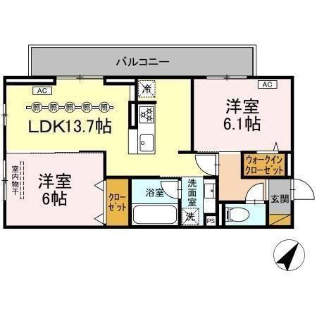リベラル(2LDK/3階)の間取り写真