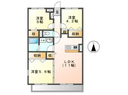 アグロス(3LDK/2階)の間取り写真