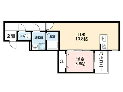 グレイスコート熊本学園大学東(1LDK/3階)の間取り写真