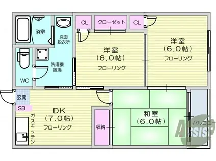 泉崎ハイツ(3DK/2階)の間取り写真