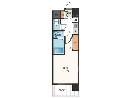 エイペックス心斎橋東(1K/1階)の間取り写真