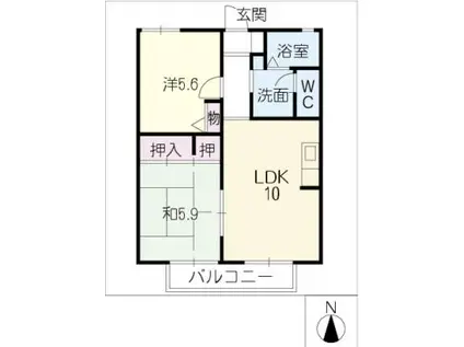 クラールハイム(2LDK/2階)の間取り写真