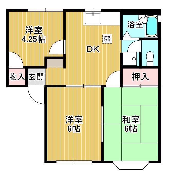 ストークフォーレスト C棟(3DK/1階)の間取り写真
