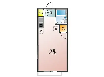 ハイム竜王(ワンルーム/2階)の間取り写真