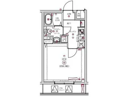 レンティーヴァ綾瀬(1K/3階)の間取り写真