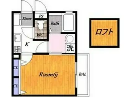 プランドール森河内(1K/1階)の間取り写真