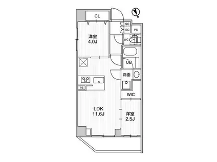 ステージファースト浅草橋IV(2LDK/2階)の間取り写真