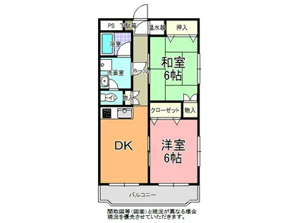 サンファスト水戸(2DK/2階)の間取り写真