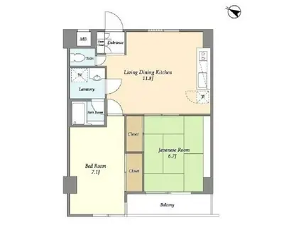 コスモリード篠崎駅前(2LDK/5階)の間取り写真