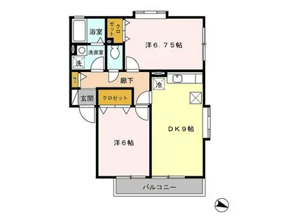 アイランドエフ(2DK/1階)の間取り写真