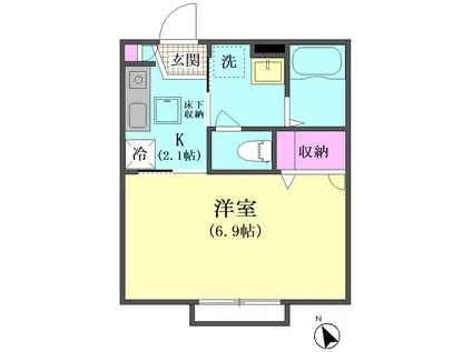 ギャロップII(1K/1階)の間取り写真