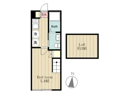 グラトリーレT(1K/1階)の間取り写真