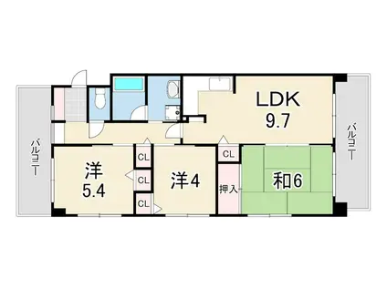 ジュエルコート甲子園口Ⅱ(3LDK/2階)の間取り写真
