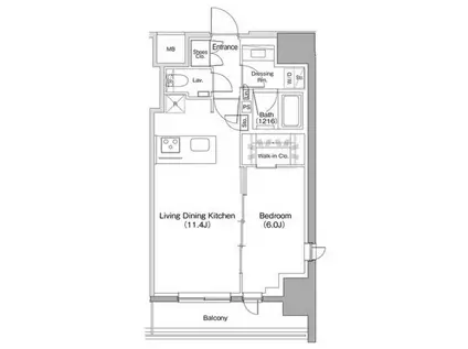ザ・パークハビオ明大前(1LDK/5階)の間取り写真