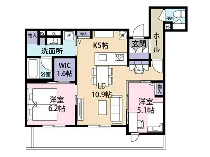 ENSOLEILLE(2LDK/2階)の間取り写真
