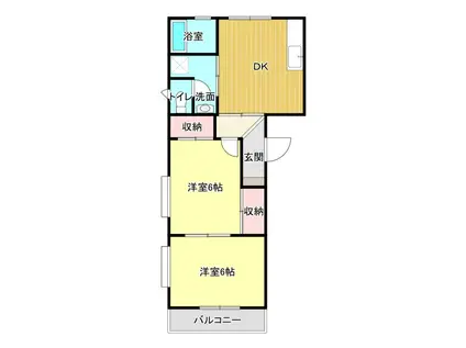 サニープレイス曳馬(2DK/1階)の間取り写真