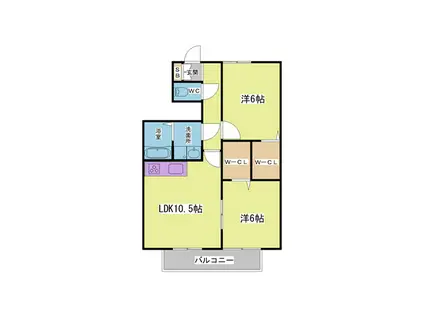 フレッツァ神戸山田B棟(2LDK/1階)の間取り写真