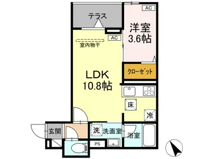 アセット-コート元横山町(1LDK/1階)の間取り写真