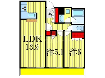 グランドターミナルタワー本八幡(2LDK/25階)の間取り写真