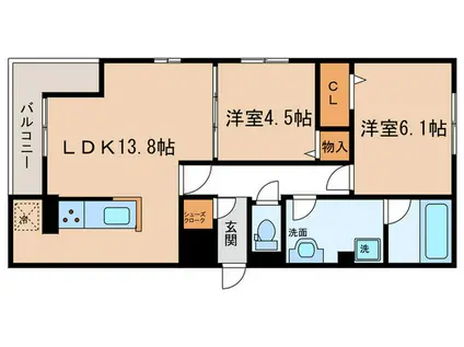 ガーデンテラス(2LDK/3階)の間取り写真