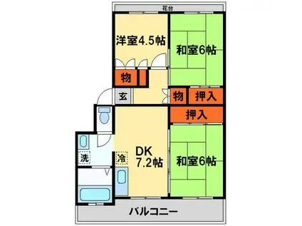 パークサイドレジデンス(3DK/3階)の間取り写真