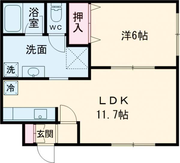 グレイエリア(1LDK/4階)の間取り写真