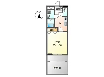 グリーンティー泉(1K/1階)の間取り写真