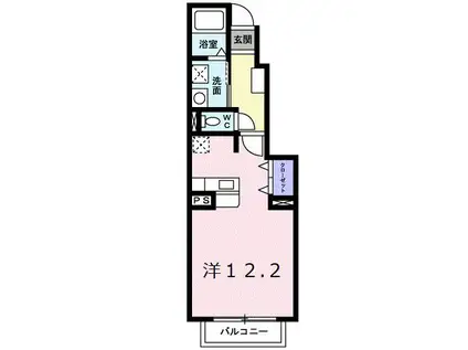 プラシードTAKA(ワンルーム/1階)の間取り写真