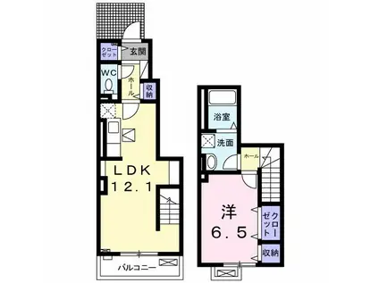 ブリーズ S(1LDK/1階)の間取り写真