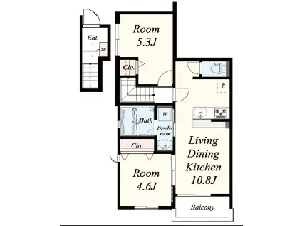 ボワールアビオン博多(2LDK/2階)の間取り写真