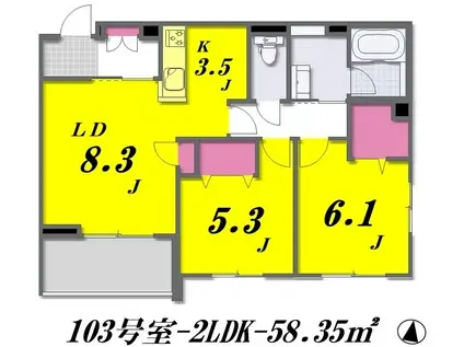 GRAN ZELKOVAグラン ゼルコヴァ(2LDK/1階)の間取り写真