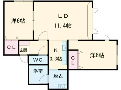 ＪＲ宗谷本線 士別駅 徒歩6分 2階建 築19年(2LDK/2階)の間取り写真