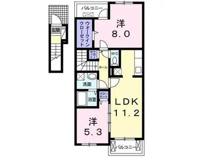 ピュアストリームB(2LDK/2階)の間取り写真