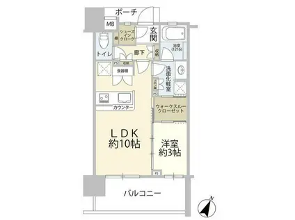 ルピアシェリール三郷中央(1LDK/2階)の間取り写真