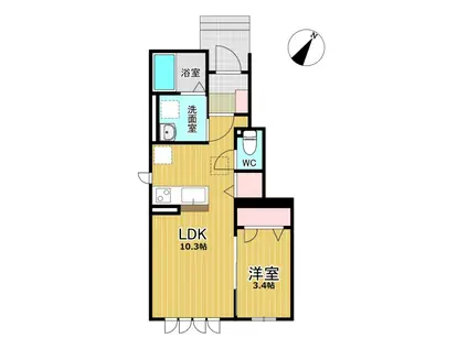 グレイハイム(1LDK/1階)の間取り写真