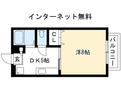 北白川ハイツ(1K/1階)の間取り写真