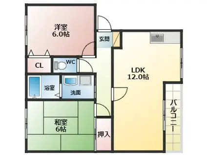 コートグランメール(2LDK/2階)の間取り写真